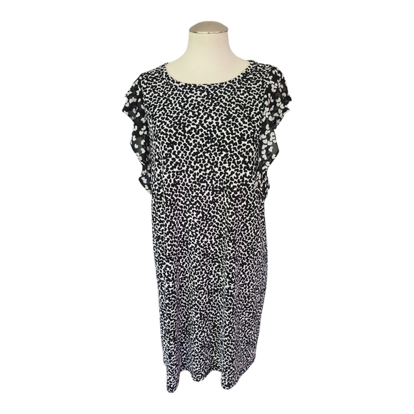 Michael Kors Black & White Sheath Dress – Sleeveless Crew Neck Medium - Picture 1 of 10
